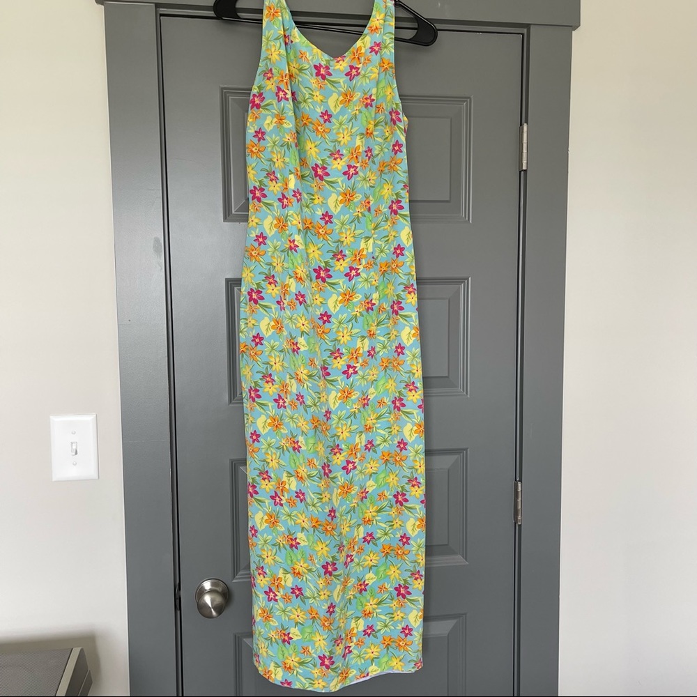 Maggy London Floral Maxi Dress - Green and Yellow